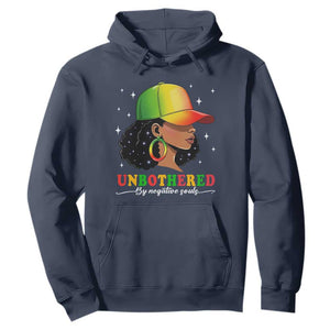 Afro African American Hoodie Unbothered By Negative Souls Black Sassy Queen TS14 Navy Print Your Wear