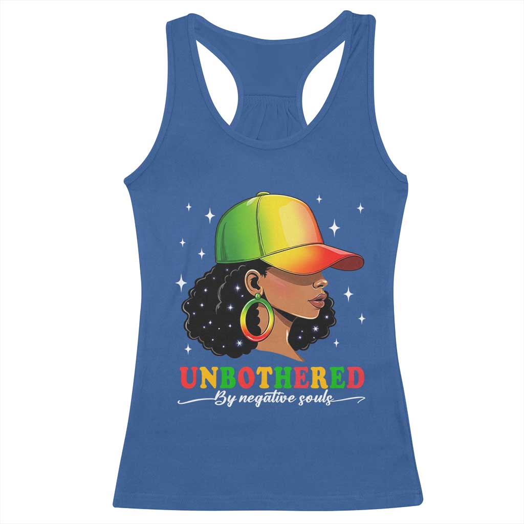 Afro African American Racerback Tank Top Unbothered By Negative Souls Black Sassy Queen TS14 Royal Blue Print Your Wear