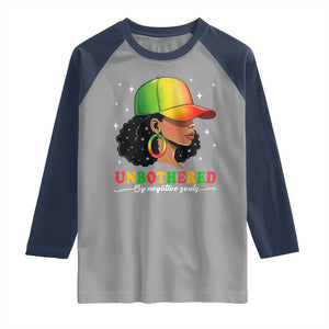 Afro African American Raglan Shirt Unbothered By Negative Souls Black Sassy Queen TS14 Sport Gray Navy Print Your Wear