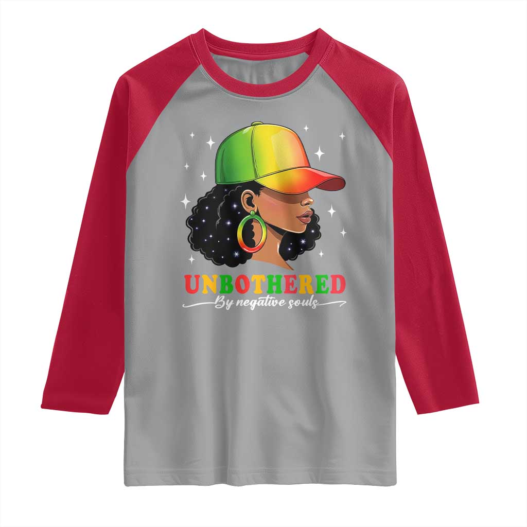 Afro African American Raglan Shirt Unbothered By Negative Souls Black Sassy Queen TS14 Sport Gray Red Print Your Wear