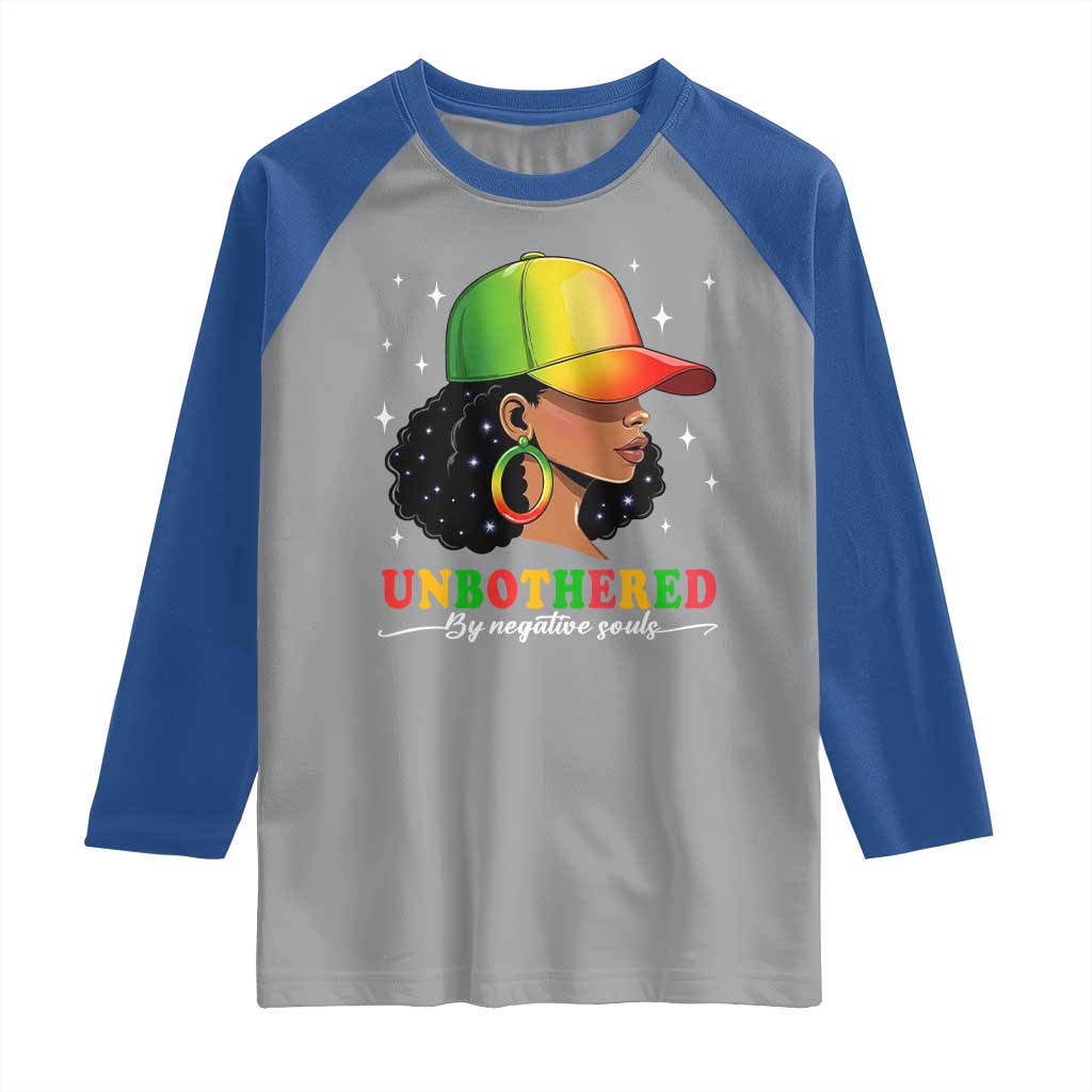Afro African American Raglan Shirt Unbothered By Negative Souls Black Sassy Queen TS14 Sport Gray Royal Print Your Wear
