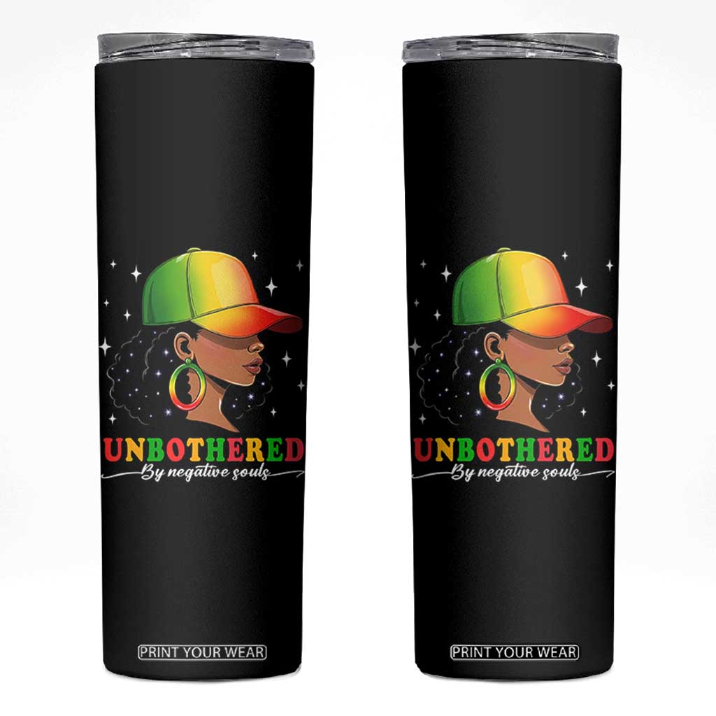 Afro African American Skinny Tumbler Unbothered By Negative Souls Black Sassy Queen TS14 Black Print Your Wear
