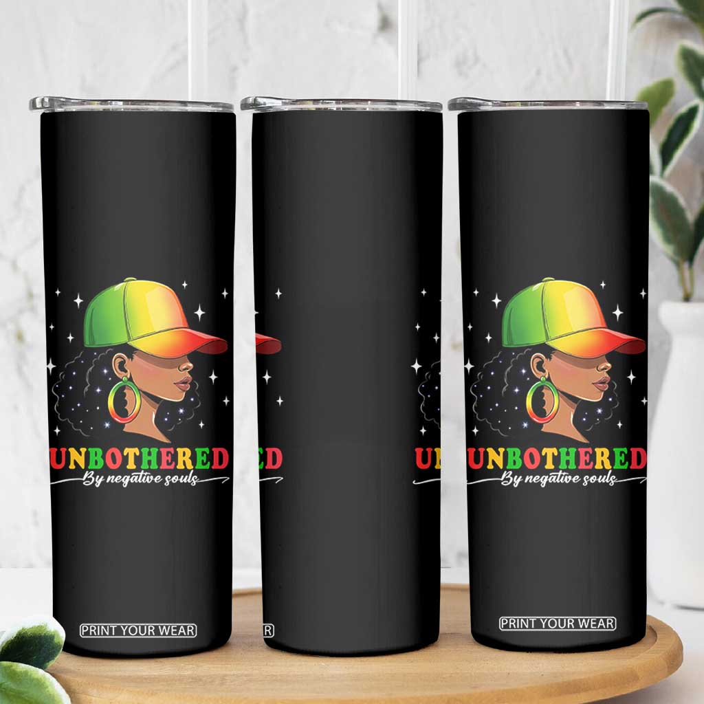 Afro African American Skinny Tumbler Unbothered By Negative Souls Black Sassy Queen TS14 Print Your Wear