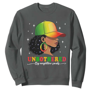 Afro African American Sweatshirt Unbothered By Negative Souls Black Sassy Queen TS14 Dark Heather Print Your Wear