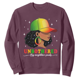 Afro African American Sweatshirt Unbothered By Negative Souls Black Sassy Queen TS14 Maroon Print Your Wear