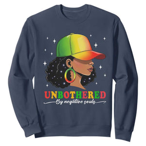 Afro African American Sweatshirt Unbothered By Negative Souls Black Sassy Queen TS14 Navy Print Your Wear