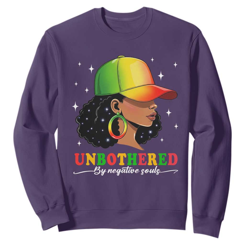 Afro African American Sweatshirt Unbothered By Negative Souls Black Sassy Queen TS14 Purple Print Your Wear