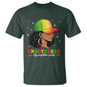 Afro African American T Shirt Unbothered By Negative Souls Black Sassy Queen TS14 Dark Forest Green Print Your Wear