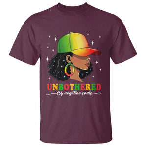 Afro African American T Shirt Unbothered By Negative Souls Black Sassy Queen TS14 Maroon Print Your Wear
