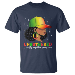 Afro African American T Shirt Unbothered By Negative Souls Black Sassy Queen TS14 Navy Print Your Wear