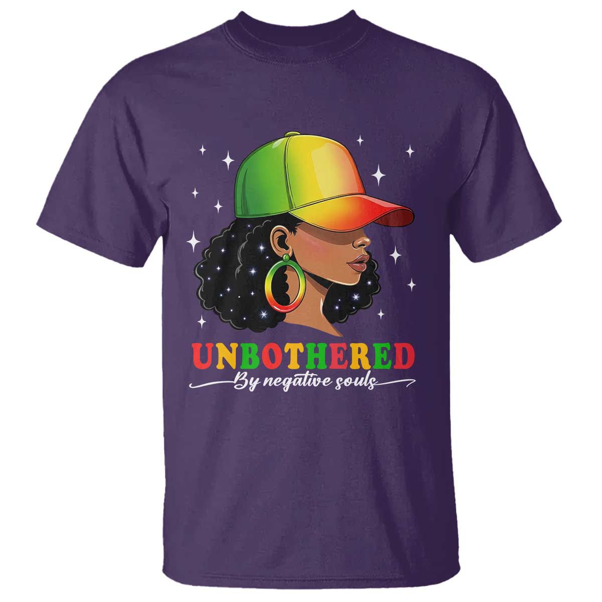 Afro African American T Shirt Unbothered By Negative Souls Black Sassy Queen TS14 Purple Print Your Wear