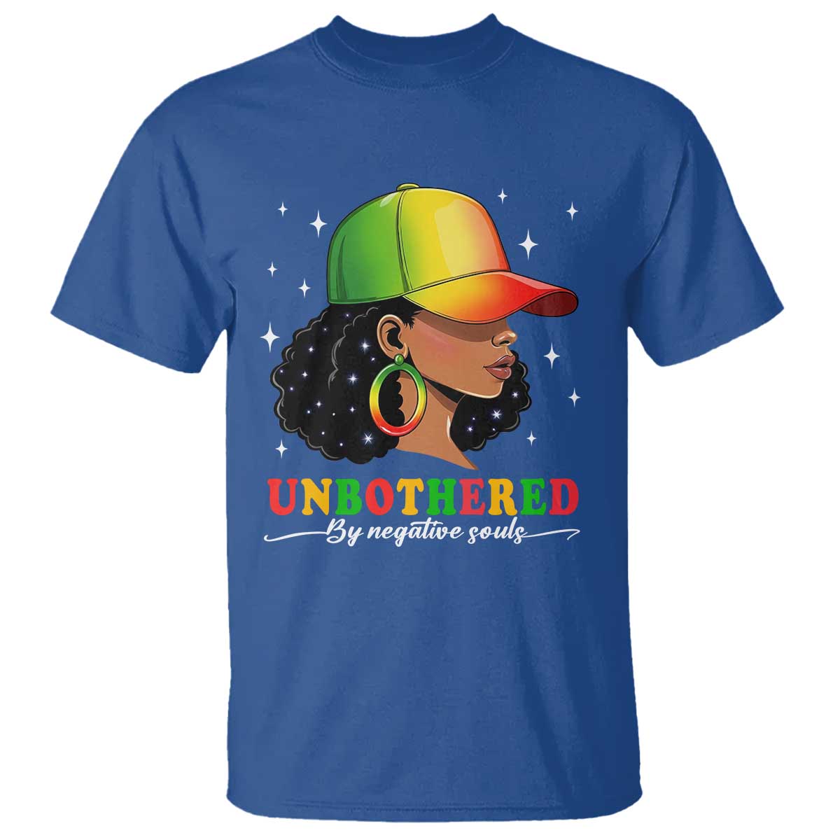 Afro African American T Shirt Unbothered By Negative Souls Black Sassy Queen TS14 Royal Blue Print Your Wear