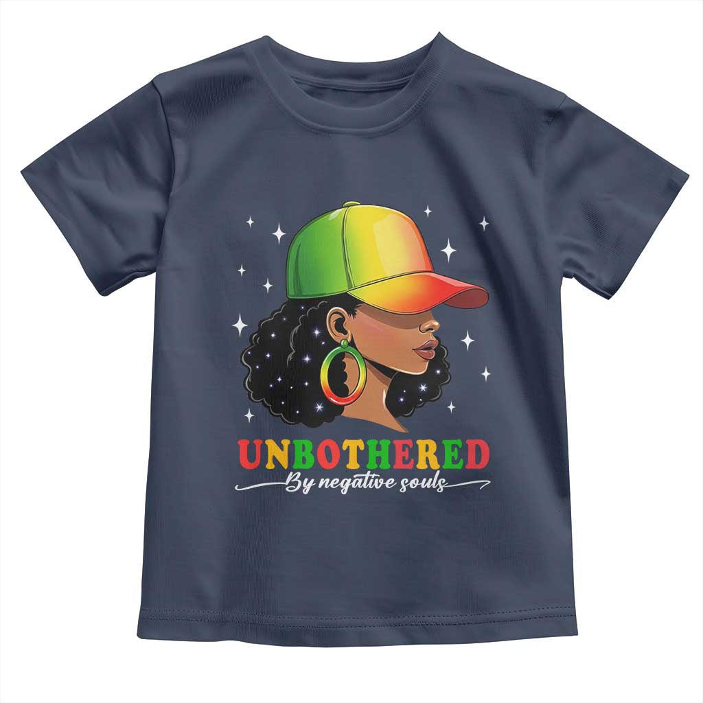 Afro African American Toddler T Shirt Unbothered By Negative Souls Black Sassy Queen TS14 Navy Print Your Wear