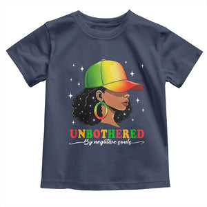 Afro African American Toddler T Shirt Unbothered By Negative Souls Black Sassy Queen TS14 Navy Print Your Wear