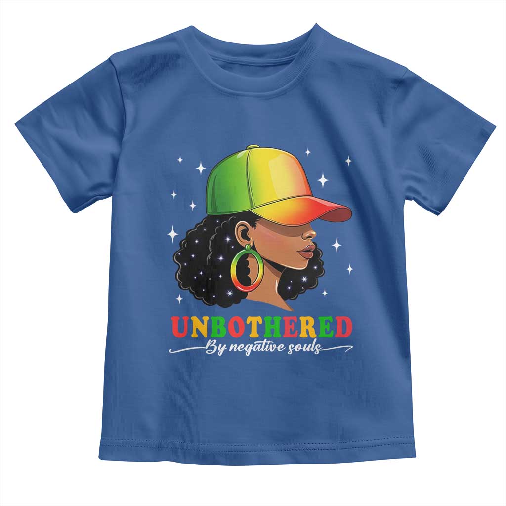 Afro African American Toddler T Shirt Unbothered By Negative Souls Black Sassy Queen TS14 Royal Blue Print Your Wear