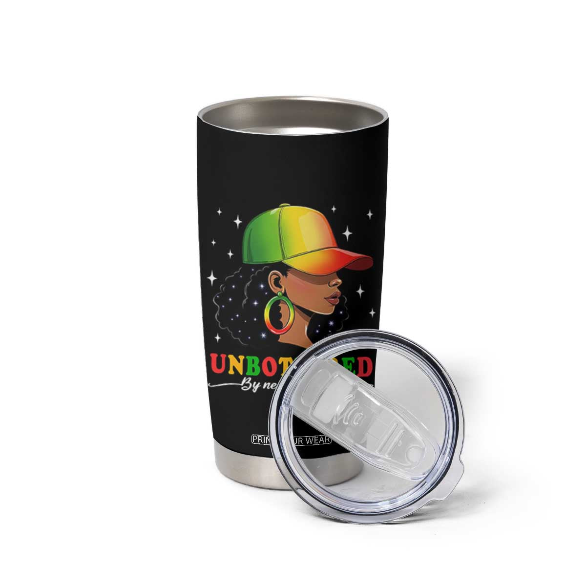 Afro African American Tumbler Cup Unbothered By Negative Souls Black Sassy Queen TS14 Print Your Wear