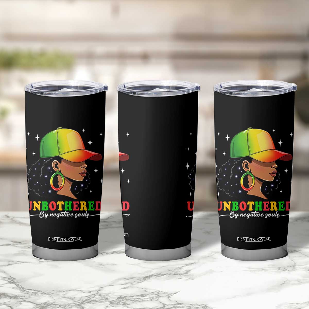 Afro African American Tumbler Cup Unbothered By Negative Souls Black Sassy Queen TS14 Print Your Wear