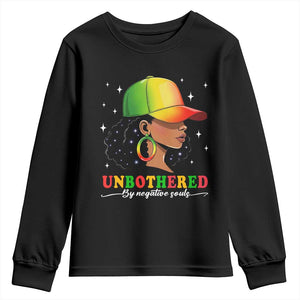 Afro African American Youth Sweatshirt Unbothered By Negative Souls Black Sassy Queen TS14 Black Print Your Wear