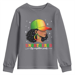 Afro African American Youth Sweatshirt Unbothered By Negative Souls Black Sassy Queen TS14 Charcoal Print Your Wear
