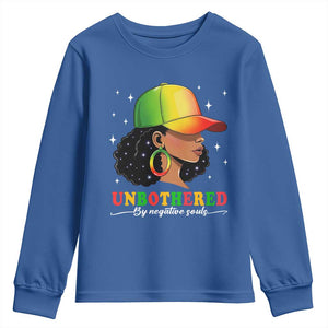 Afro African American Youth Sweatshirt Unbothered By Negative Souls Black Sassy Queen TS14 Royal Blue Print Your Wear