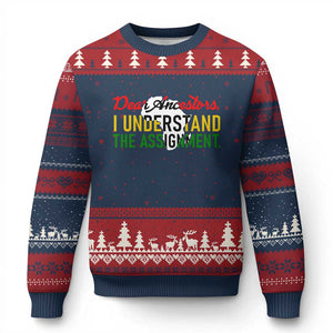 Black History Ugly Christmas Sweater Dear Ancestors I Understand The Assignment TS14 Navy Red Print Your Wear