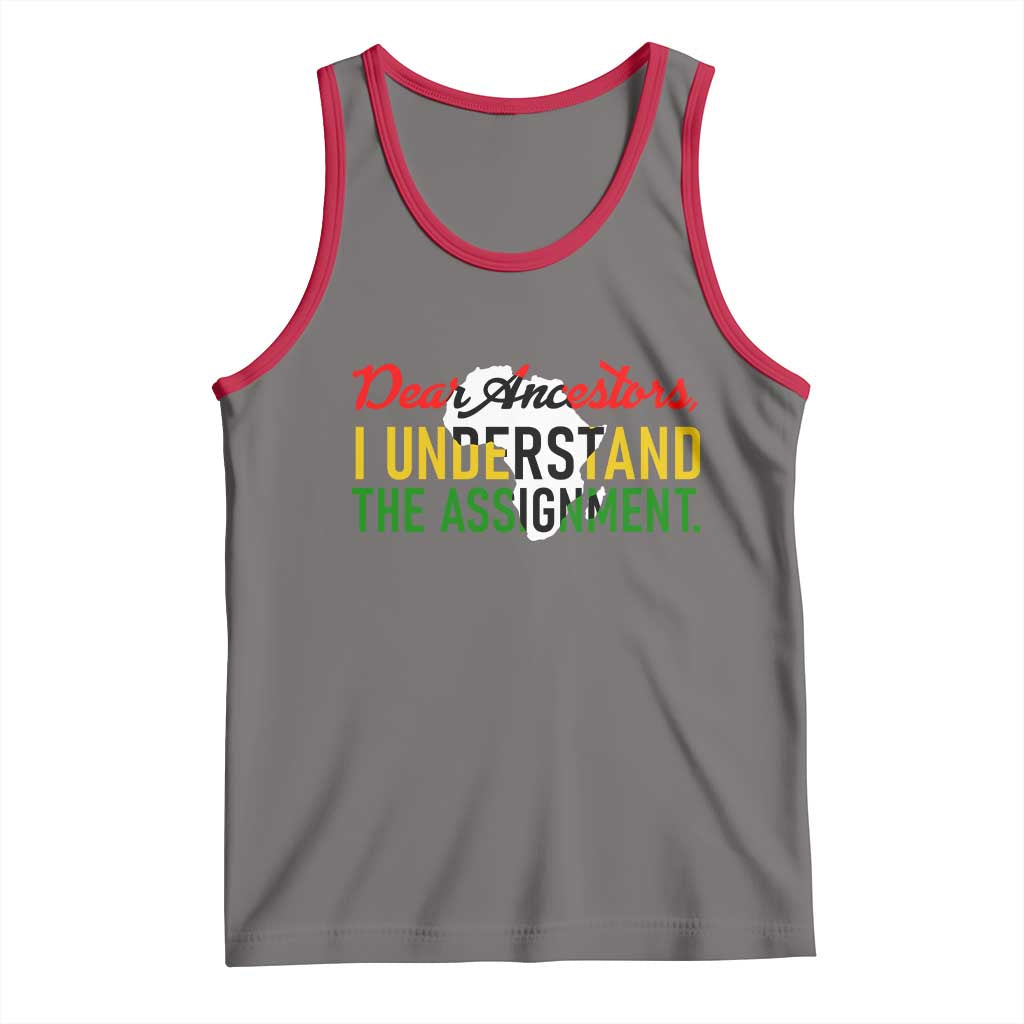 Black History Tank Top Dear Ancestors I Understand The Assignment TS14 Deep Heather Red Print Your Wear