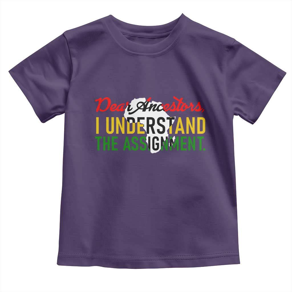 Black History Toddler T Shirt Dear Ancestors I Understand The Assignment TS14 Purple Print Your Wear