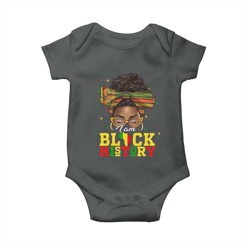 Black History Month Baby Onesie Messy Pun Afro African American TS14 Dark Heather Print Your Wear