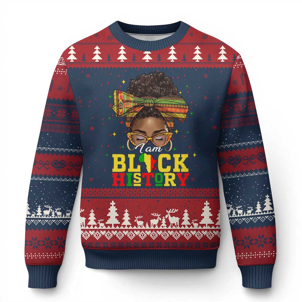 Black History Month Ugly Christmas Sweater Messy Pun Afro African American TS14 Navy Red Print Your Wear