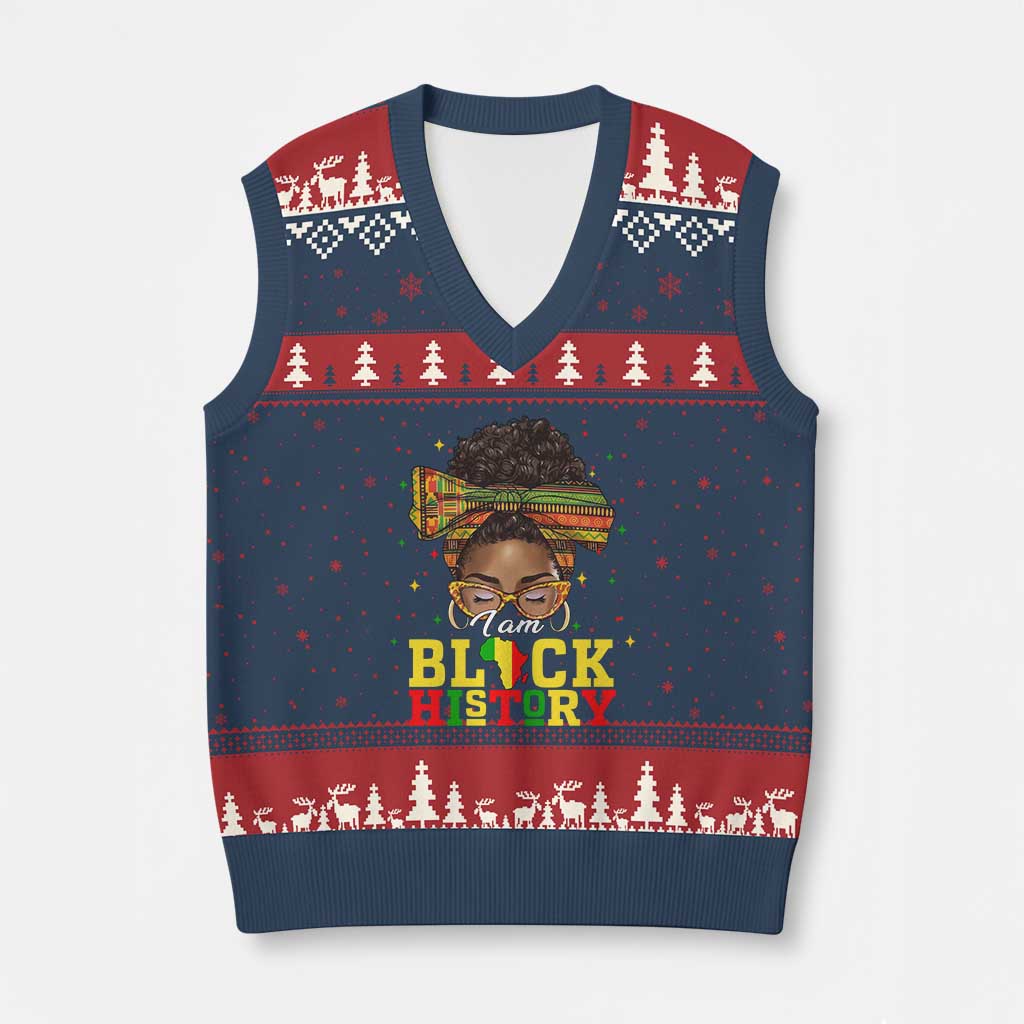 Black History Month V-Neck Knit Sweater Vest Messy Pun Afro African American TS14 Navy Red Print Your Wear