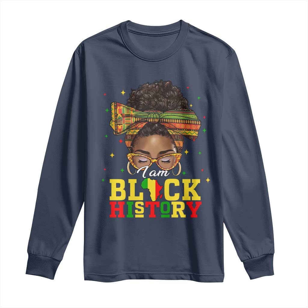 Black History Month Long Sleeve Shirt Messy Pun Afro African American TS14 Navy Print Your Wear