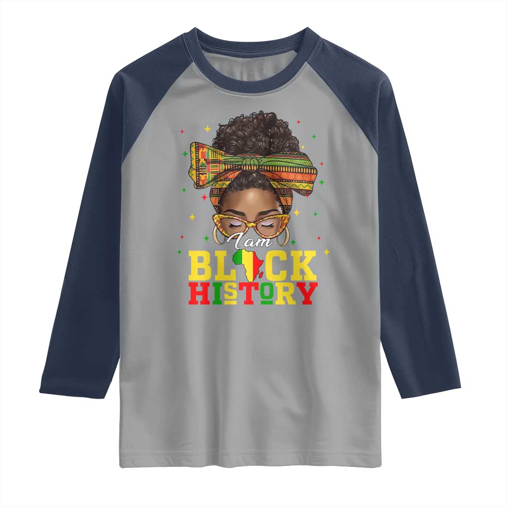Black History Month Raglan Shirt Messy Pun Afro African American TS14 Sport Gray Navy Print Your Wear