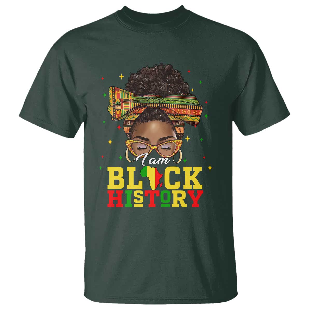 Black History Month T Shirt Messy Pun Afro African American TS14 Dark Forest Green Print Your Wear