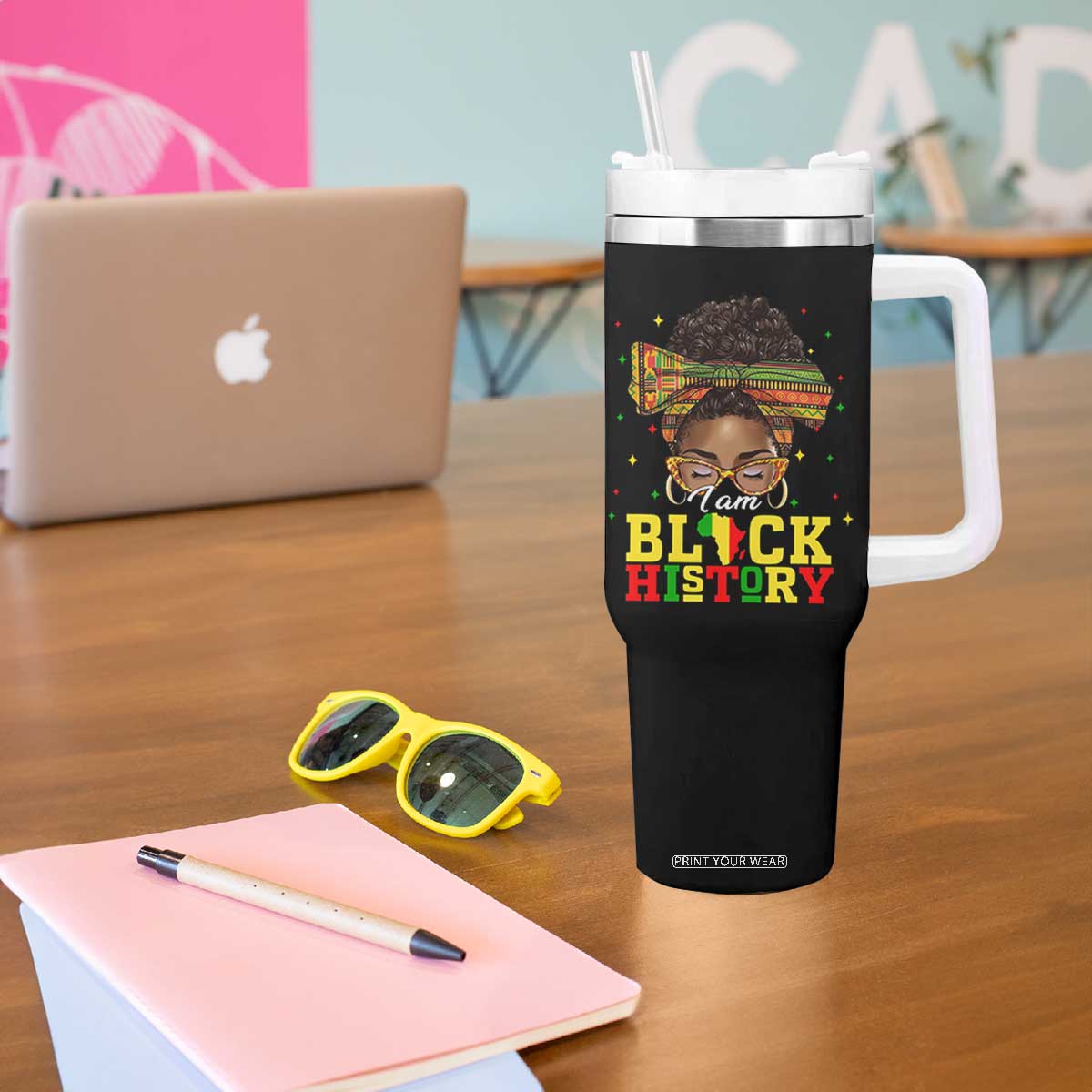 Black History Month Tumbler With Handle Messy Pun Afro African American TS14 Print Your Wear