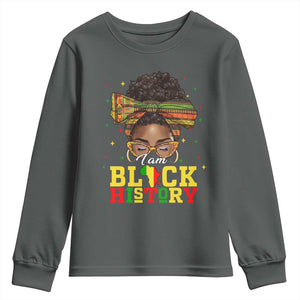 Black History Month Youth Sweatshirt Messy Pun Afro African American TS14 Dark Heather Print Your Wear