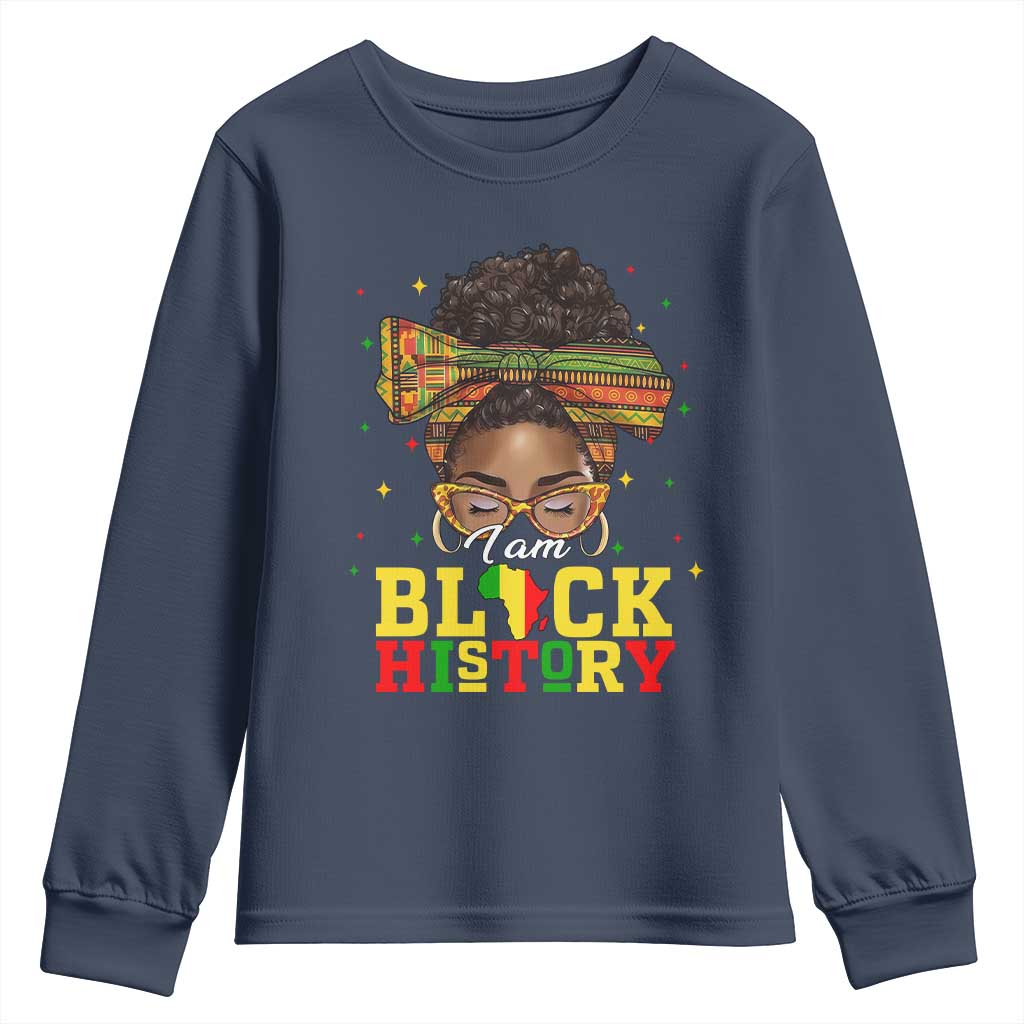 Black History Month Youth Sweatshirt Messy Pun Afro African American TS14 Navy Print Your Wear