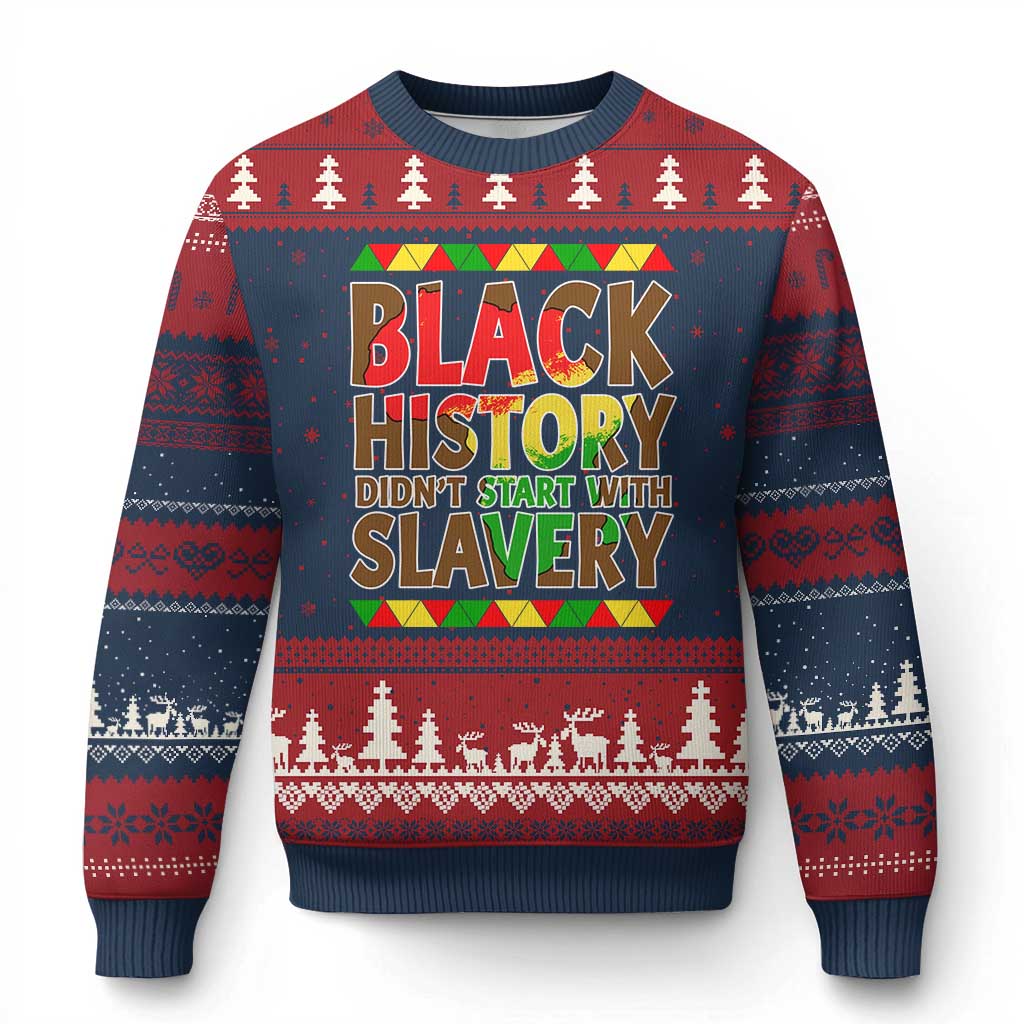Black History Month Ugly Christmas Sweater Black History Month Didn't Start With Slavery TS14 Navy Red Print Your Wear