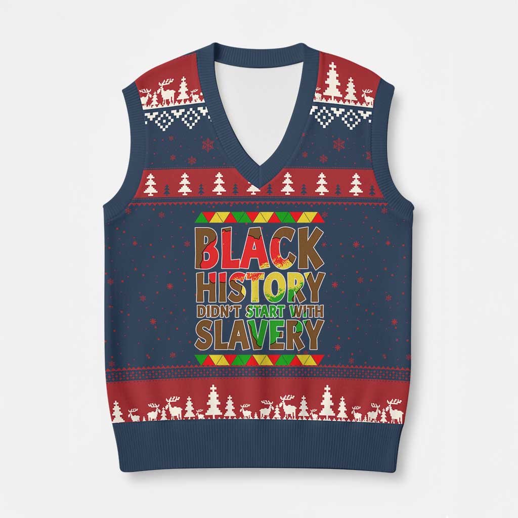 Black History Month V-Neck Knit Sweater Vest Black History Month Didn't Start With Slavery TS14 Navy Red Print Your Wear