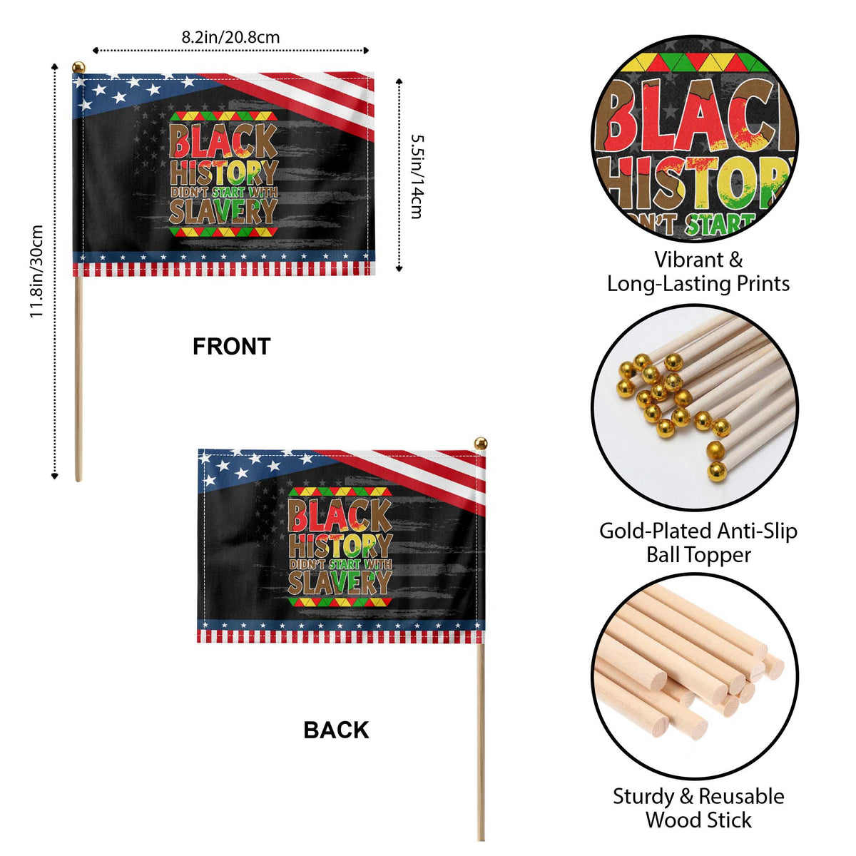 Black History Month Patriotic Handheld Flag Black History Month Didn't Start With Slavery TS14 Print Your Wear