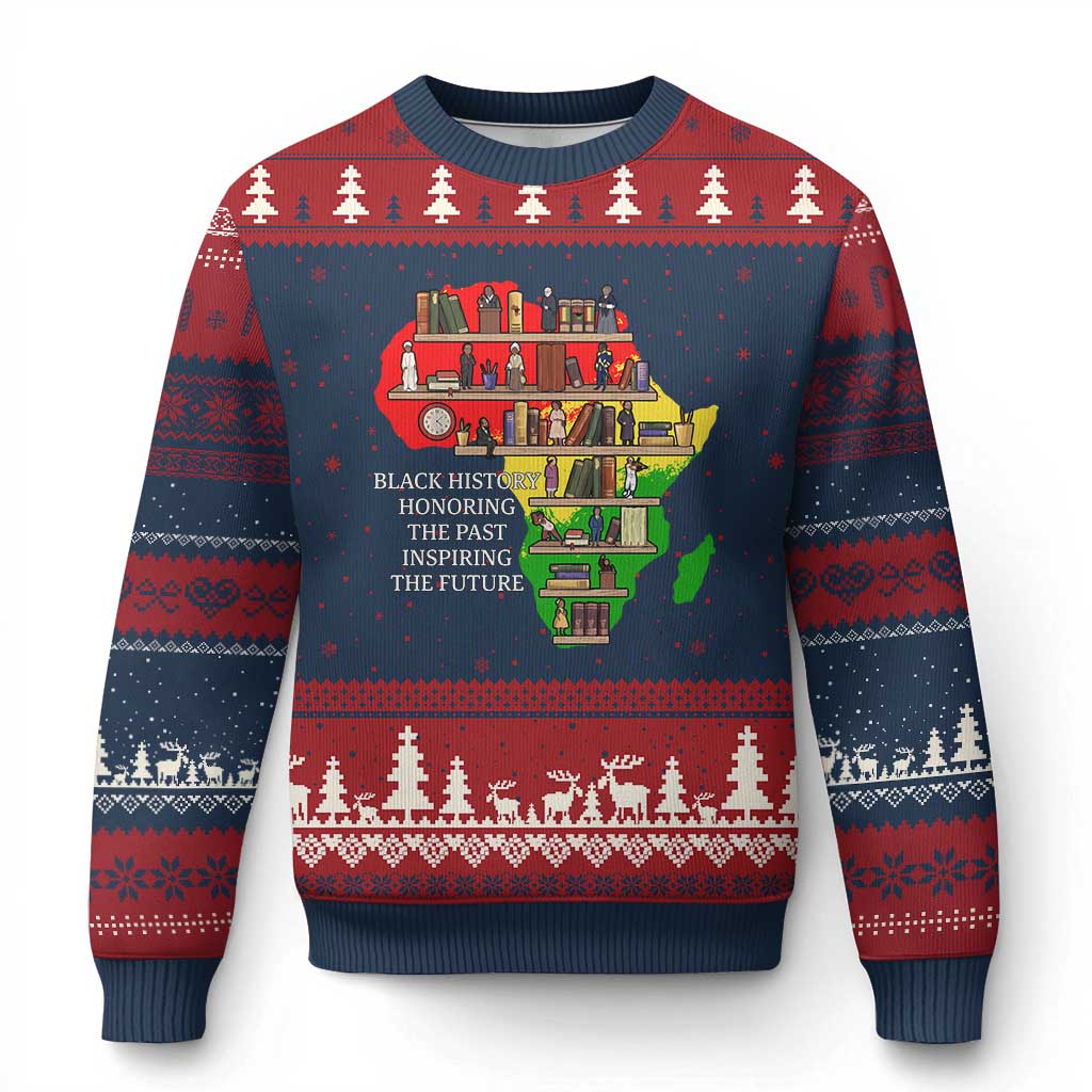 Black History Teacher Ugly Christmas Sweater Black History Honoring The Past Inspiring The Future TS14 Navy Red Print Your Wear