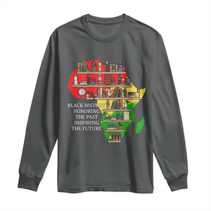 Black History Teacher Long Sleeve Shirt Black History Honoring The Past Inspiring The Future TS14 Dark Heather Print Your Wear