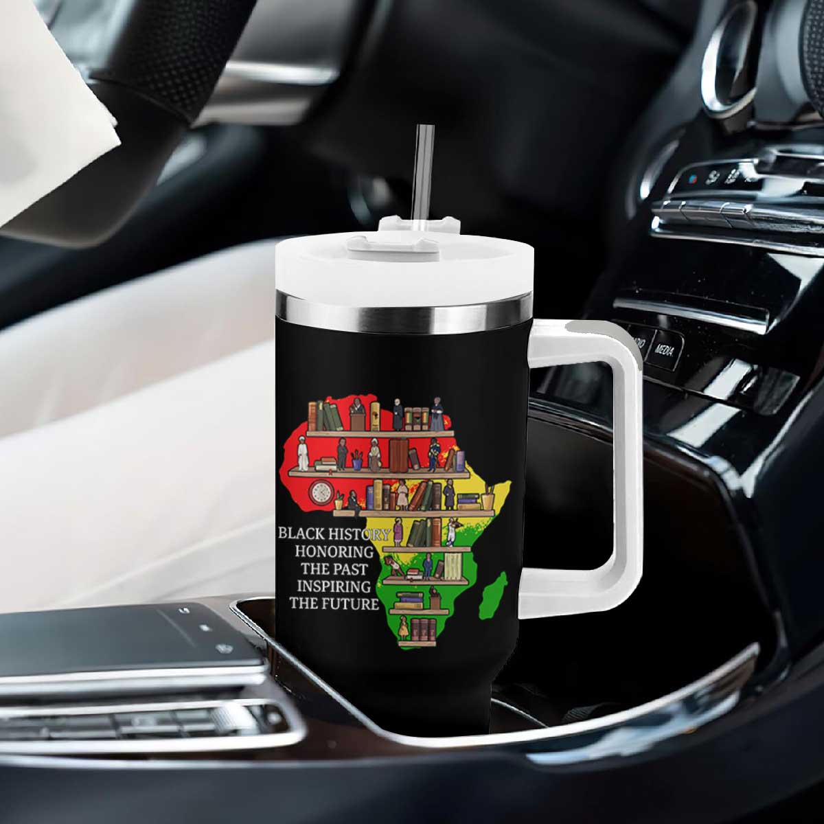 Black History Teacher Tumbler With Handle Black History Honoring The Past Inspiring The Future TS14 Print Your Wear
