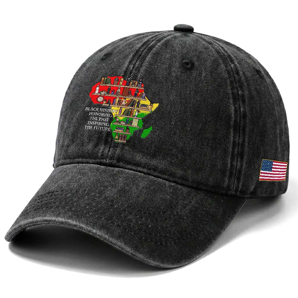 Black History Teacher Washed Cotton Baseball Cap Black History Honoring The Past Inspiring The Future TS14 Print Your Wear