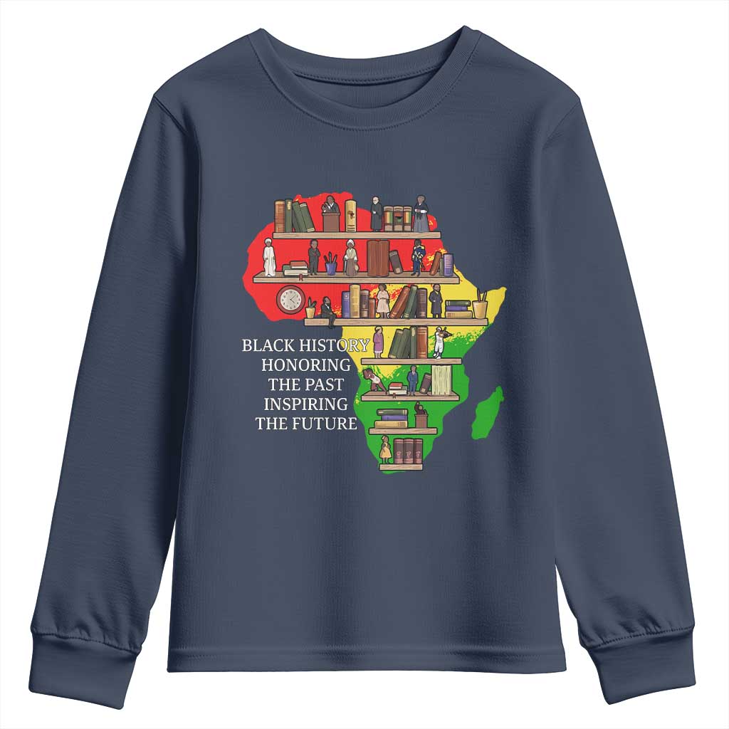 Black History Teacher Youth Sweatshirt Black History Honoring The Past Inspiring The Future TS14 Navy Print Your Wear