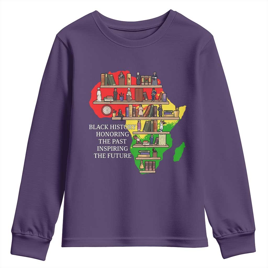 Black History Teacher Youth Sweatshirt Black History Honoring The Past Inspiring The Future TS14 Purple Print Your Wear