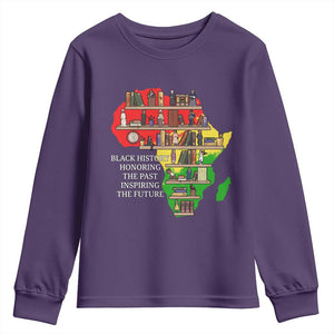 Black History Teacher Youth Sweatshirt Black History Honoring The Past Inspiring The Future TS14 Purple Print Your Wear