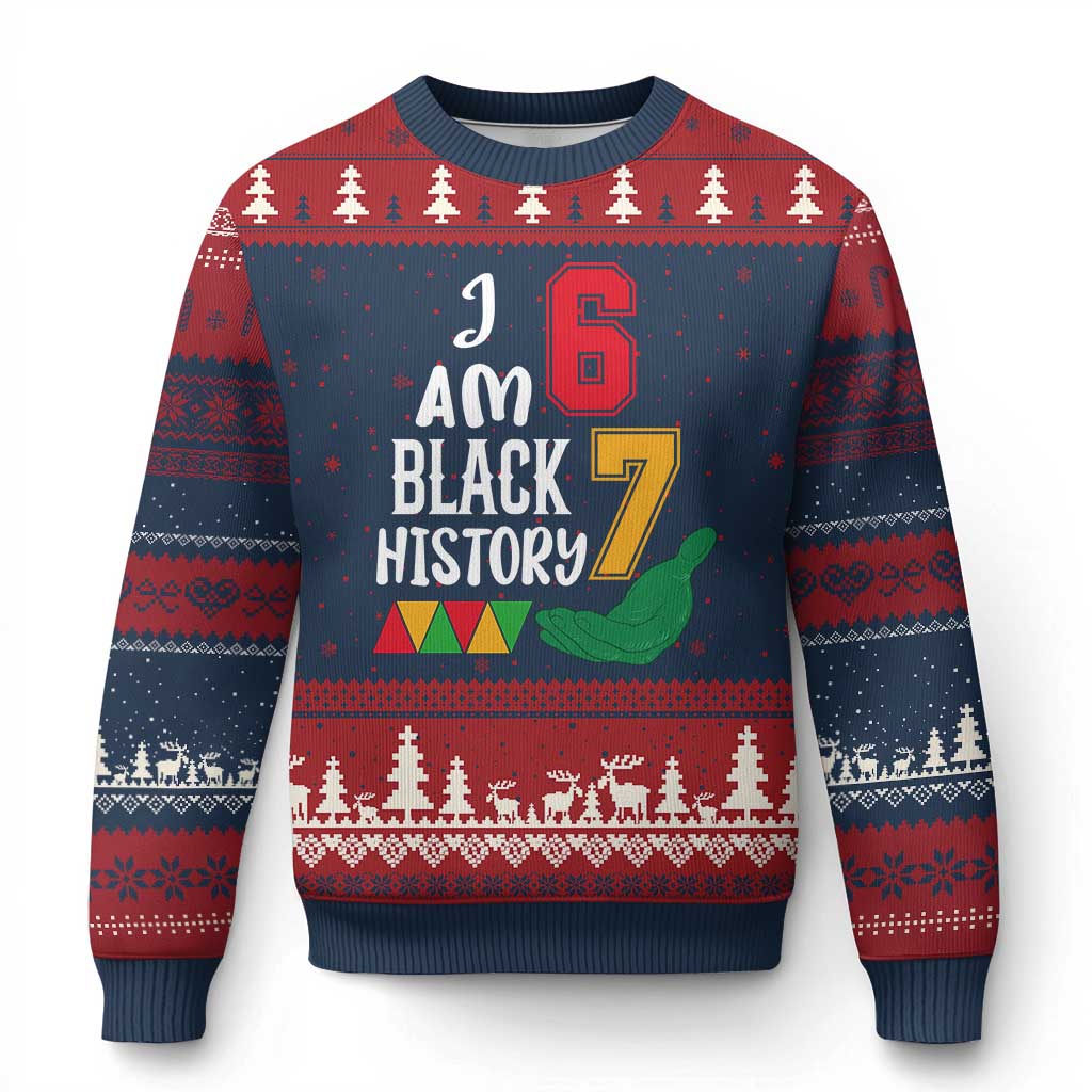 Funny Six Seven African American Ugly Christmas Sweater Black History Month TS14 Navy Red Print Your Wear