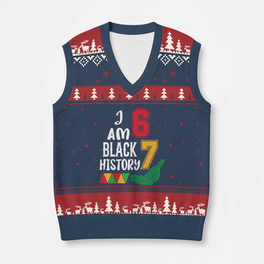 Funny Six Seven African American V-Neck Knit Sweater Vest Black History Month TS14 Navy Red Print Your Wear