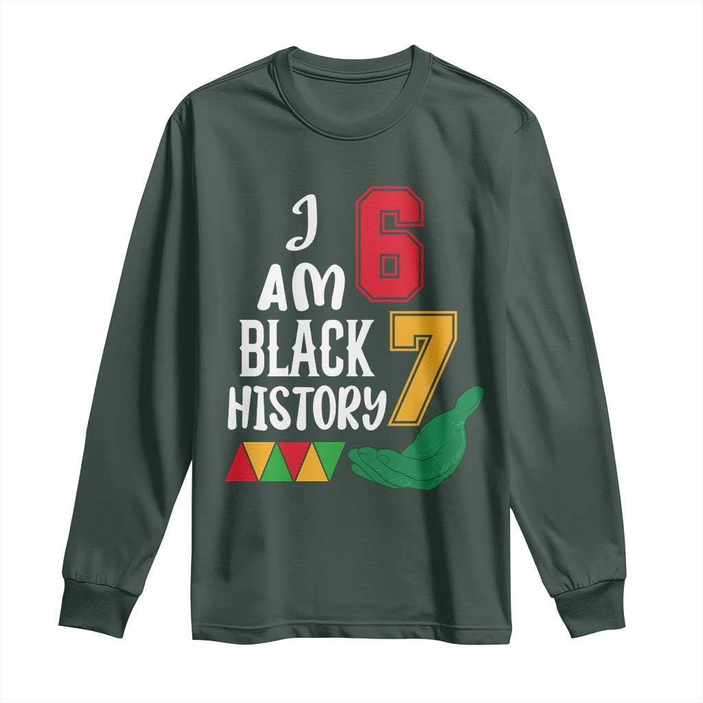 Funny Six Seven African American Long Sleeve Shirt Black History Month TS14 Dark Forest Green Print Your Wear