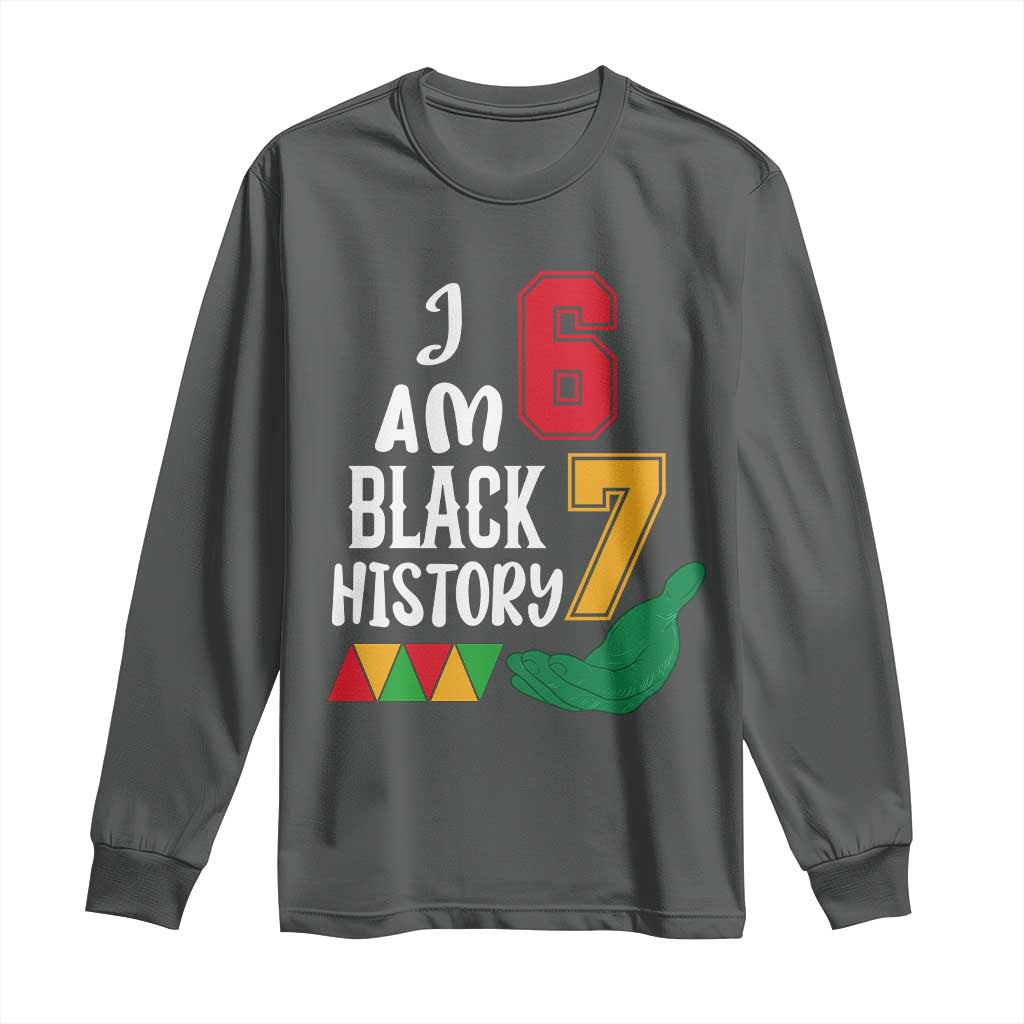 Funny Six Seven African American Long Sleeve Shirt Black History Month TS14 Dark Heather Print Your Wear